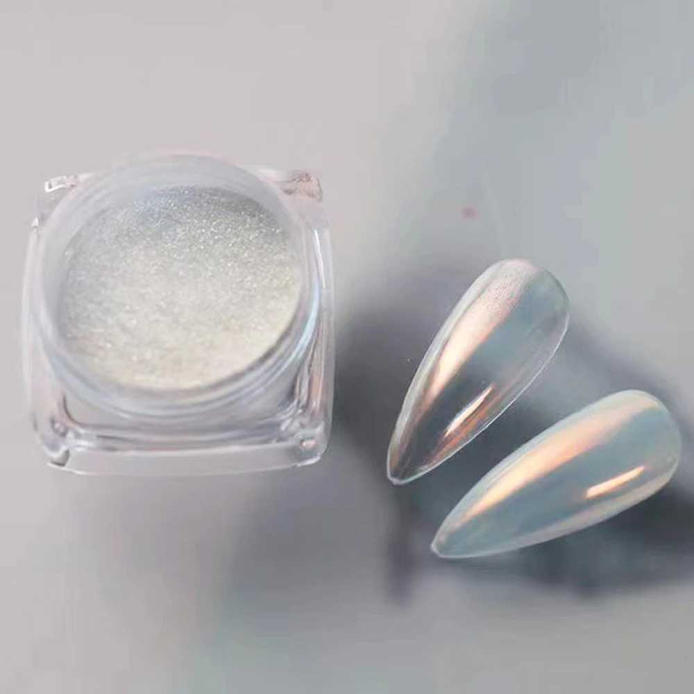 White Chrome Powder Pearl Shimmer Chrome Powder with Mirror Effect Pearl Effect Chrome Glazed Donut Nail Chome Pigment DecorXJ240815