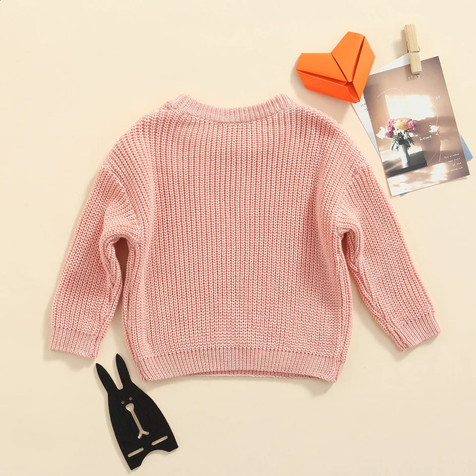 born Baby Boys Girls Knitted Long Sleeve Autumn Winter Sweater Solid Loose Tops Kids Clothes 3M5Y Pullover 240716W251204