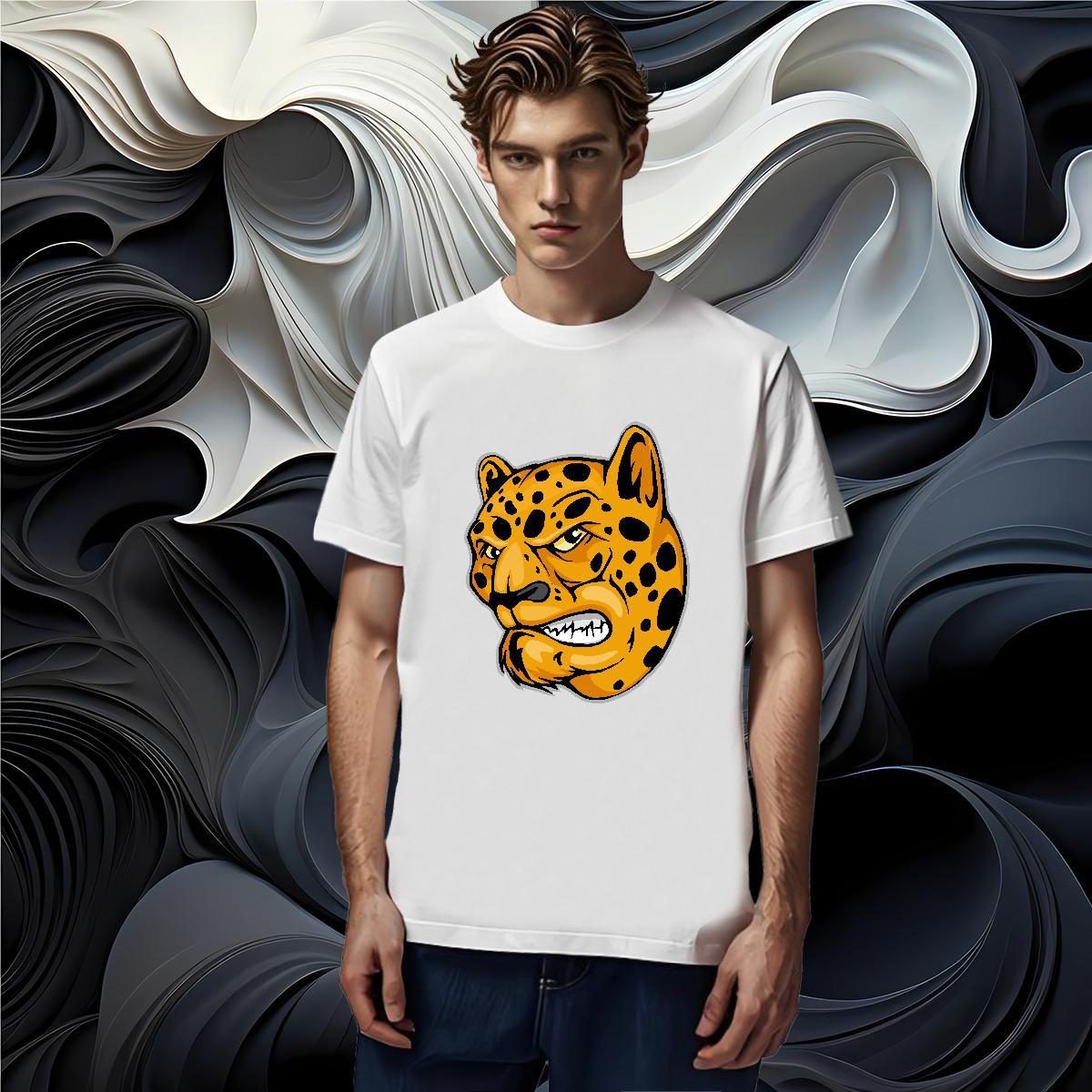Classic Casual Men Tees leopard Sports Casual 230g 100% Cotton Clothings Breathable Short Sleeve Soft Man T Shirts Floral Print