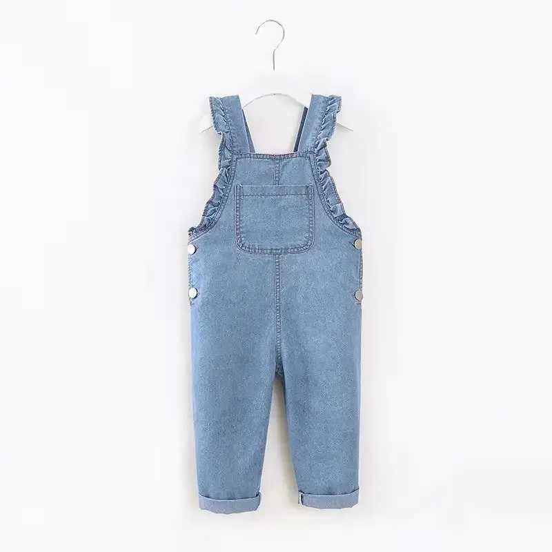 Childrens denim jacket Dungarees 2-6Y solid color girls jeans pants childrens jumpsuit W240806