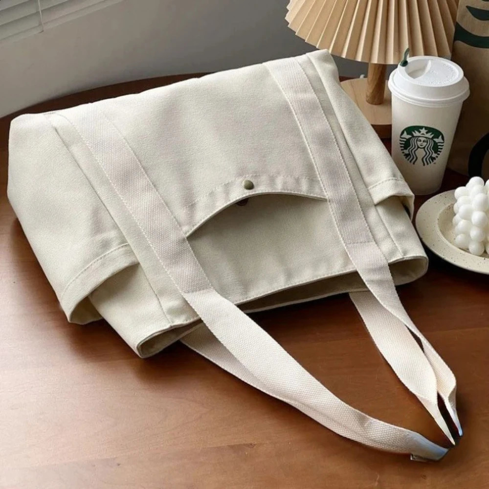 Large Capacity Canvas Tote Bags for Work Commuting Carrying Bag College Style Student Outfit Book Shoulder Shopping y240820