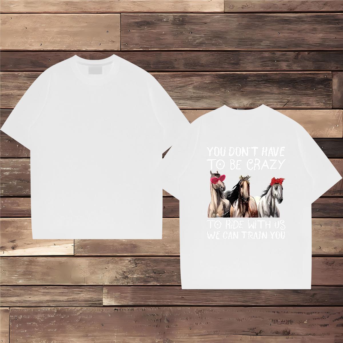 Classic T-Shirts horse Pure Cotton Street Casual Black Oversized 230g Pure Cotton Men Tshirts Fashion Casual Tops