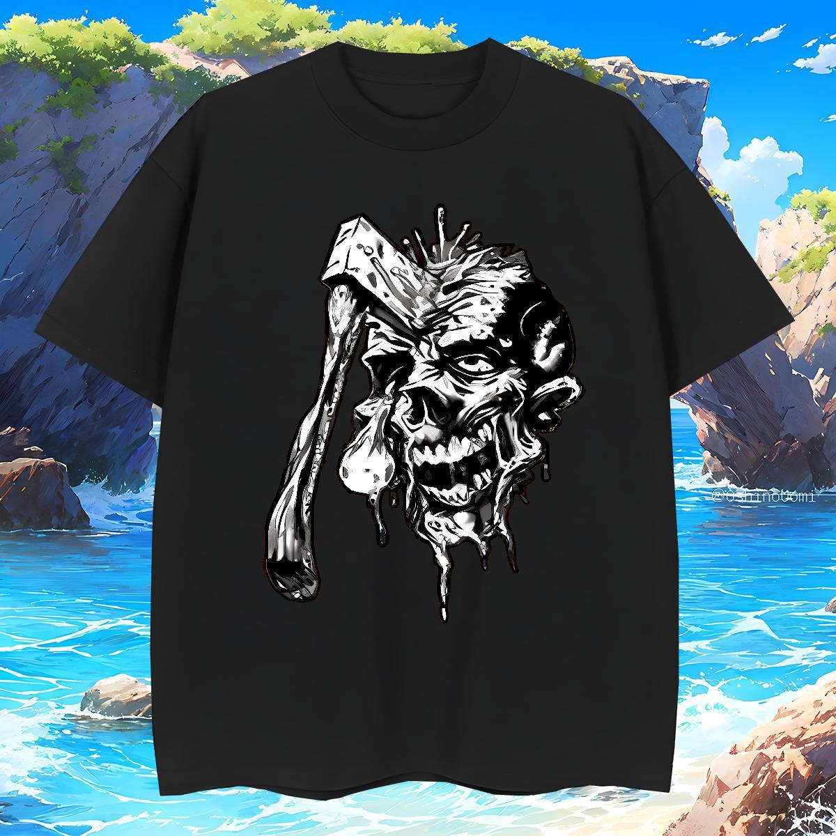T Shirt For Man 230g 100% Cotton scary High Street Hip Hop Breathable Short Sleeve Custom Big Size Men Tops Tees Classic Casual Brand Clothings