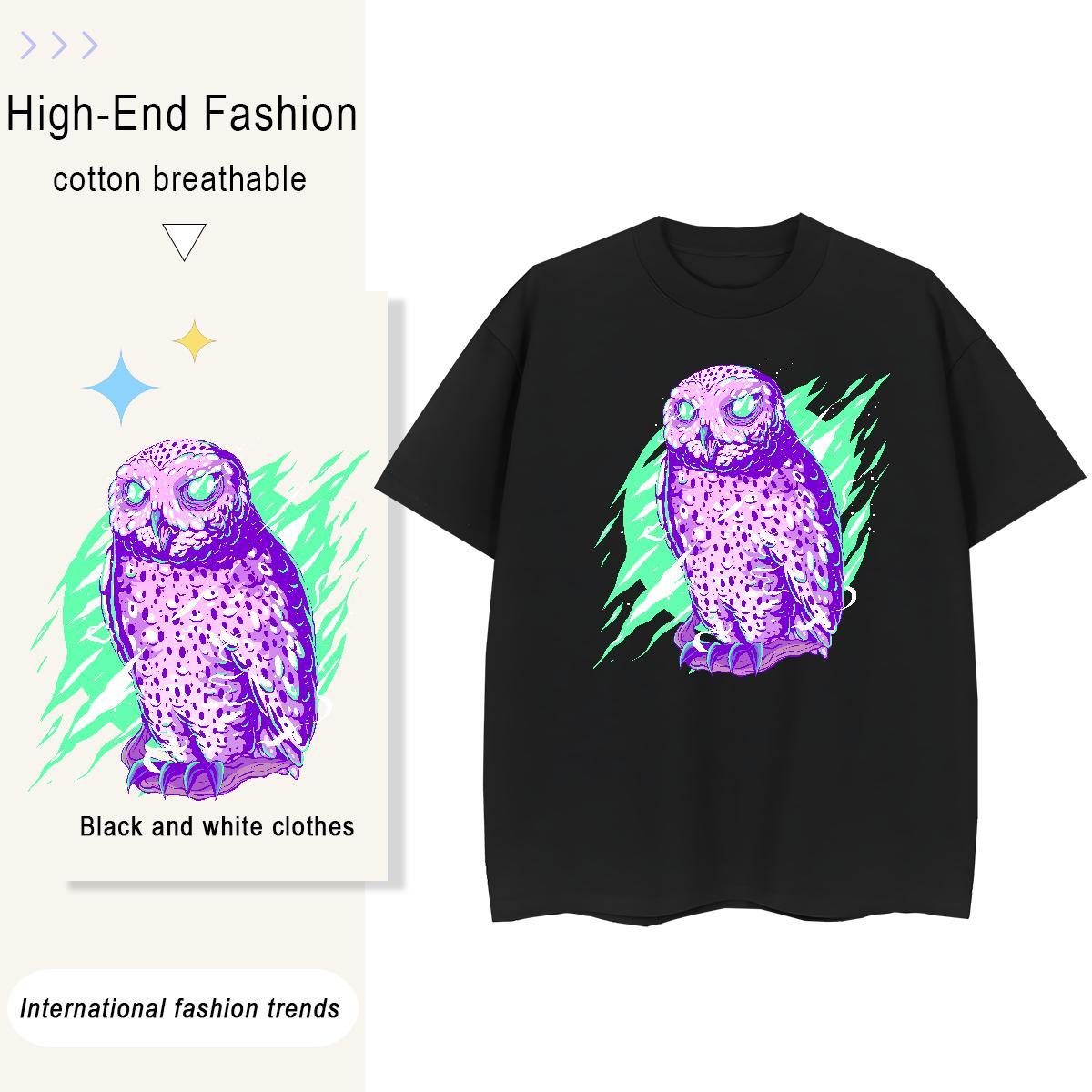 New Arrival Unisex Tshirts Daily Wear Comfortable Clothes Shirt High quality 230g 100% Cotton Owl Anime T Shirts Women