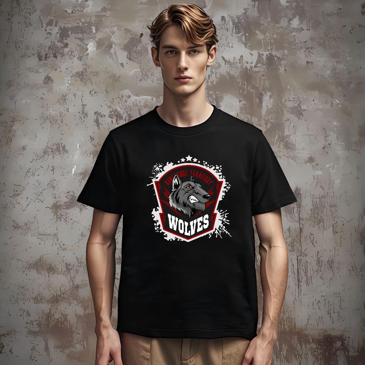 New Arrival Men Tops Tees wolf Street wear Hip Hop 230g Pure Cotton Tee Shirt Short Sleeve O-Neck Designer T shirt Skull