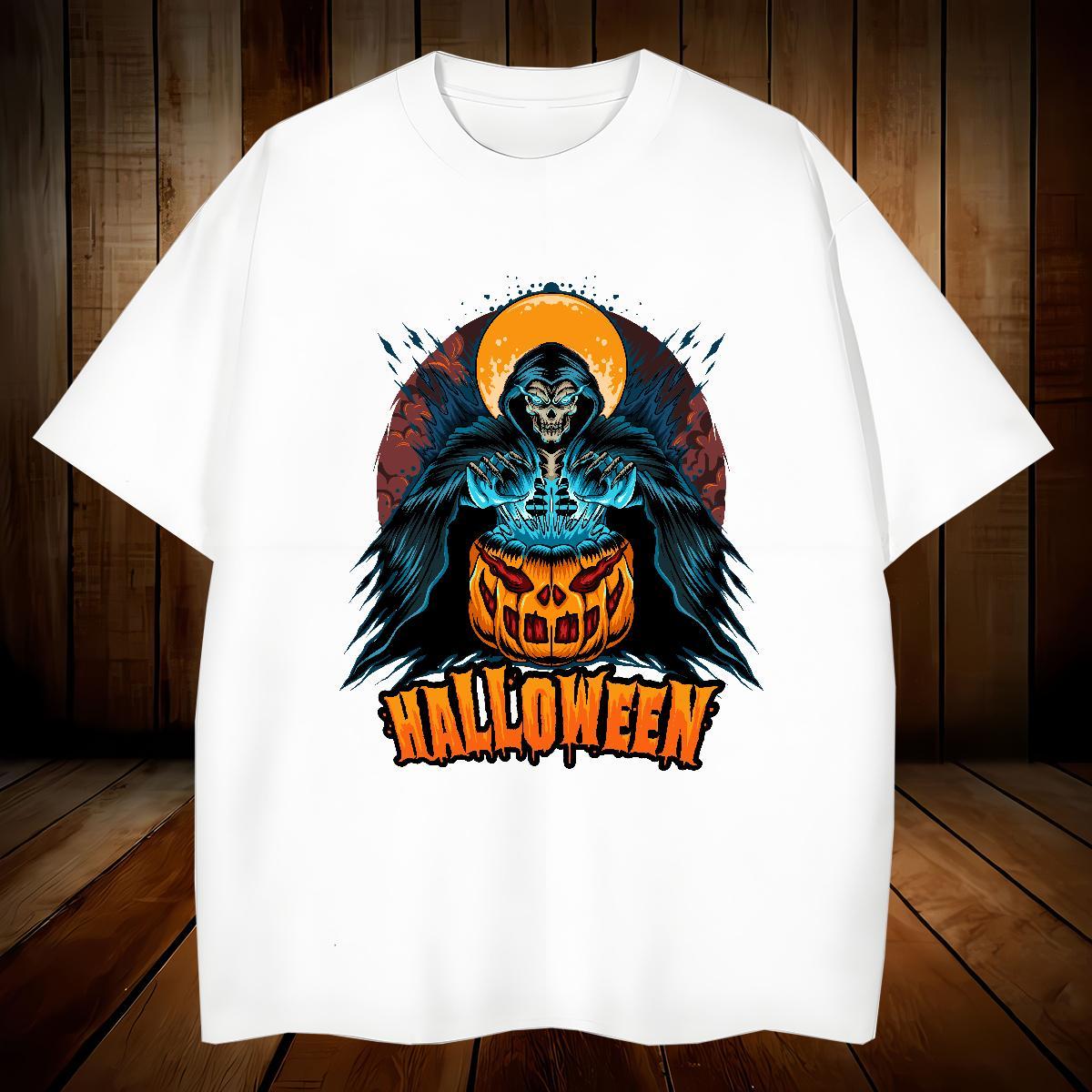 Fashion Casual Men Tees pumpkin Casual Beach 230g Pure Cotton Tshirts Breathable Short Sleeve Free Shipping Men T Shirts Anime Print