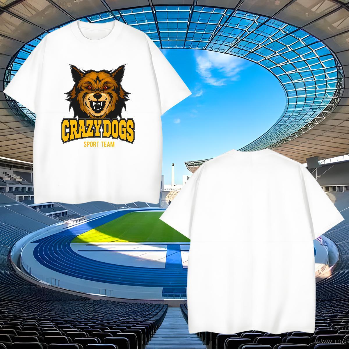 Soft T-Shirts for Men crazy dog Short Sleeve O-Neck Street Wear Oversized 230g Cotton Tshirt for Man Woman Custom Tops