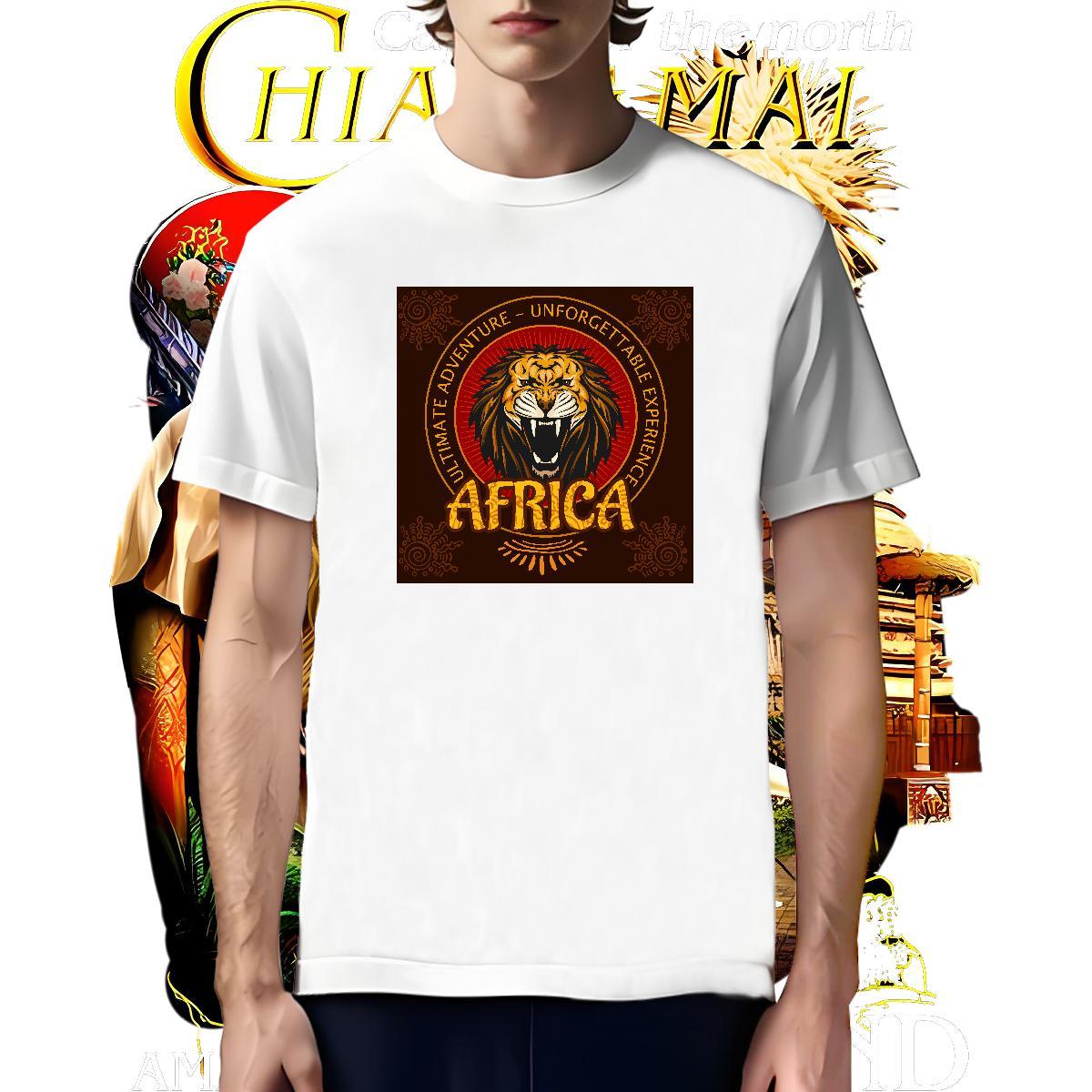 Brand T Shirts Men lion Breathable Soft Street Casual DIY Printed 100% Cotton 230g Men Clothes T-Shirt 2024 Summer Top Tees