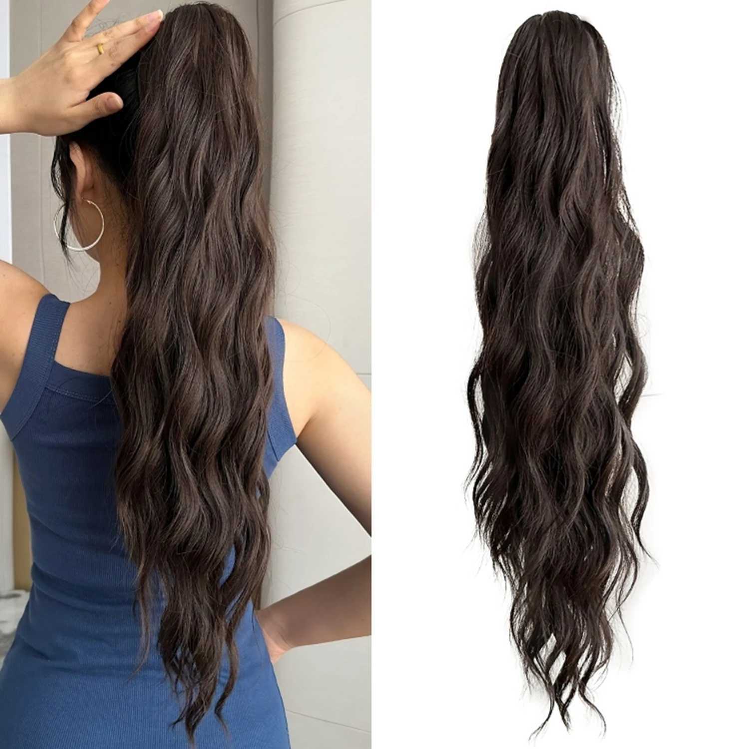 Synthetic high heat resistant material pink clip ponytail wig suitable for daily wear to increase hair volume W240817