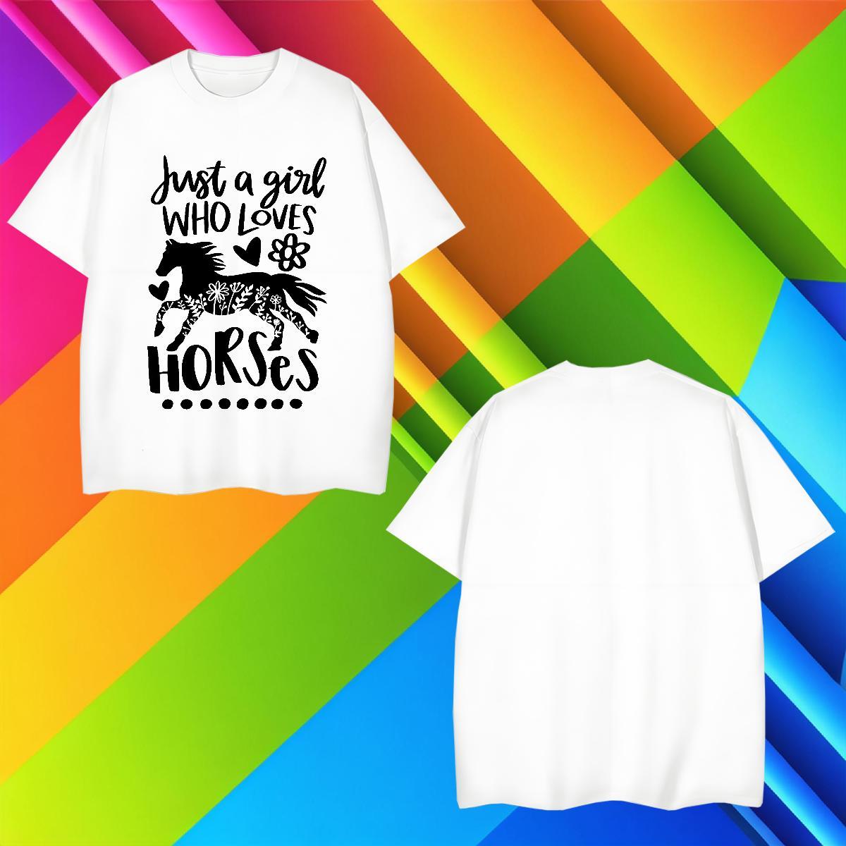 Unisex T shirt horse Breathable Street Custom Cartoon 100% Cotton 230g Men Tops Tees 2024 Summer Wear
