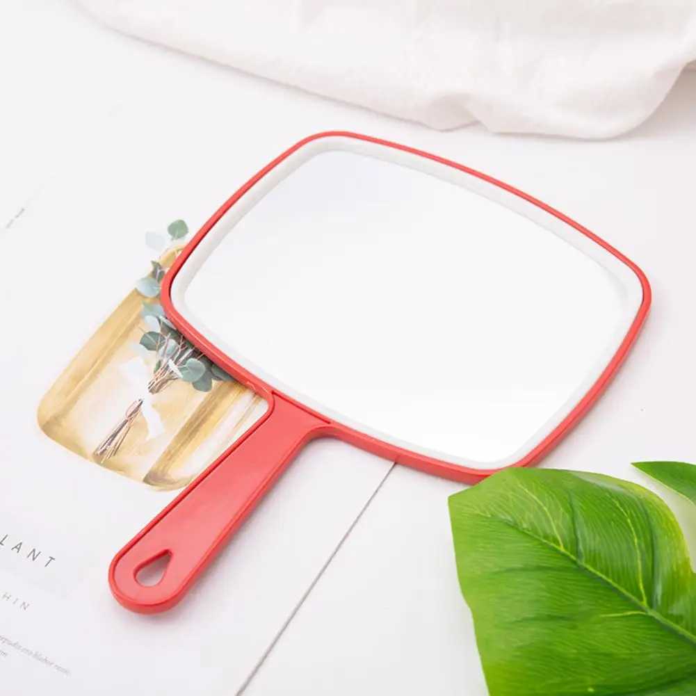 Portable Cosmetic Mirror Travel Hairdressing Mirror PVC Hand Mirror Clear Grisp Comfortable Large Square Makeup Mirror Y240819