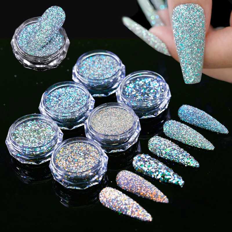 Reflective Glitter Nail Powder Green Red Nail Art Dust Shinning Chrome Pigment DIY Manicures DecorationXJ240815