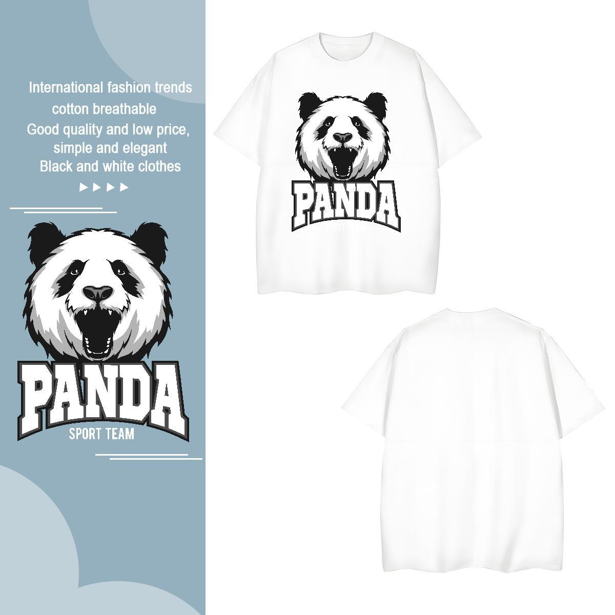 Classic T Shirt For Man panda Breathable Crew Neck High Street Hip Hop Black Oversized 100% Cotton 230g Men Clothes T-Shirt New Designer Tops Tees