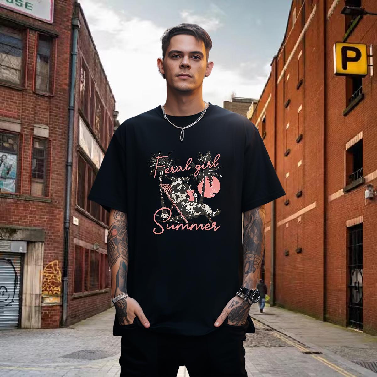 Loose Fit T-Shirts for Men bear Breathable Short Sleeve Street Plus Size Custom 230g Pure Cotton Tshirts Designer Tops Tees