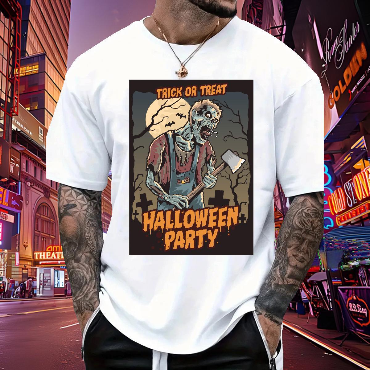 Popular Man T Shirts skull Crew Neck Breathable Daily Outfit Custom Print Oversized 230g Cotton Men Tops Tees Brand Polos