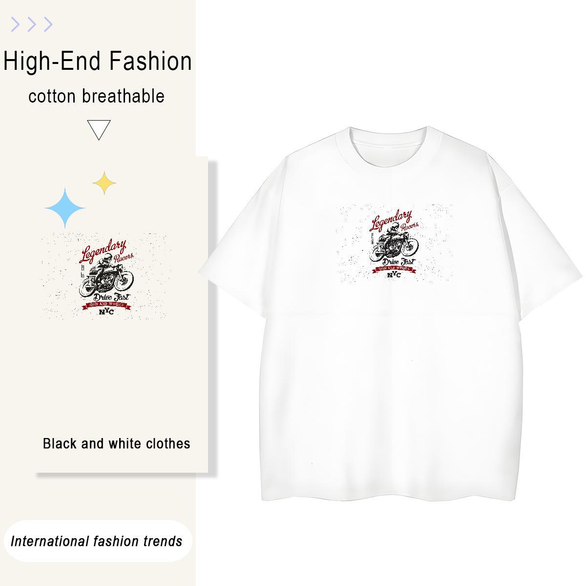 Loose Motorcycle 230g Cotton Men Tshirts Beach Short Sleeve Soft T Shirt For Man Fashion Designer Plus Size Cartoon Clothes