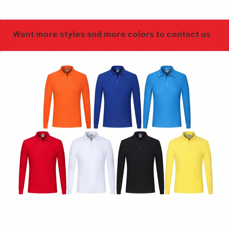 Autumn health cotton long-sleeved polo shirt personal company group uniform custom printing n po 240820