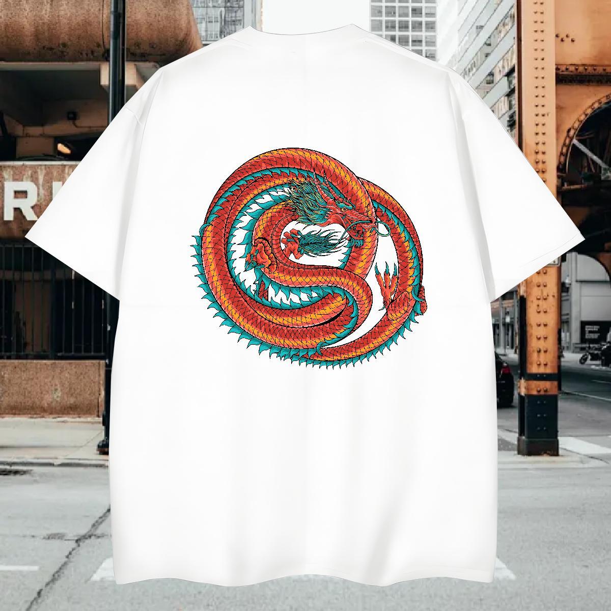 T shirt 230g 100% Cotton dragon Sport Breathable White Plus Size Men Tees Customized Comfortable Tees Shirts