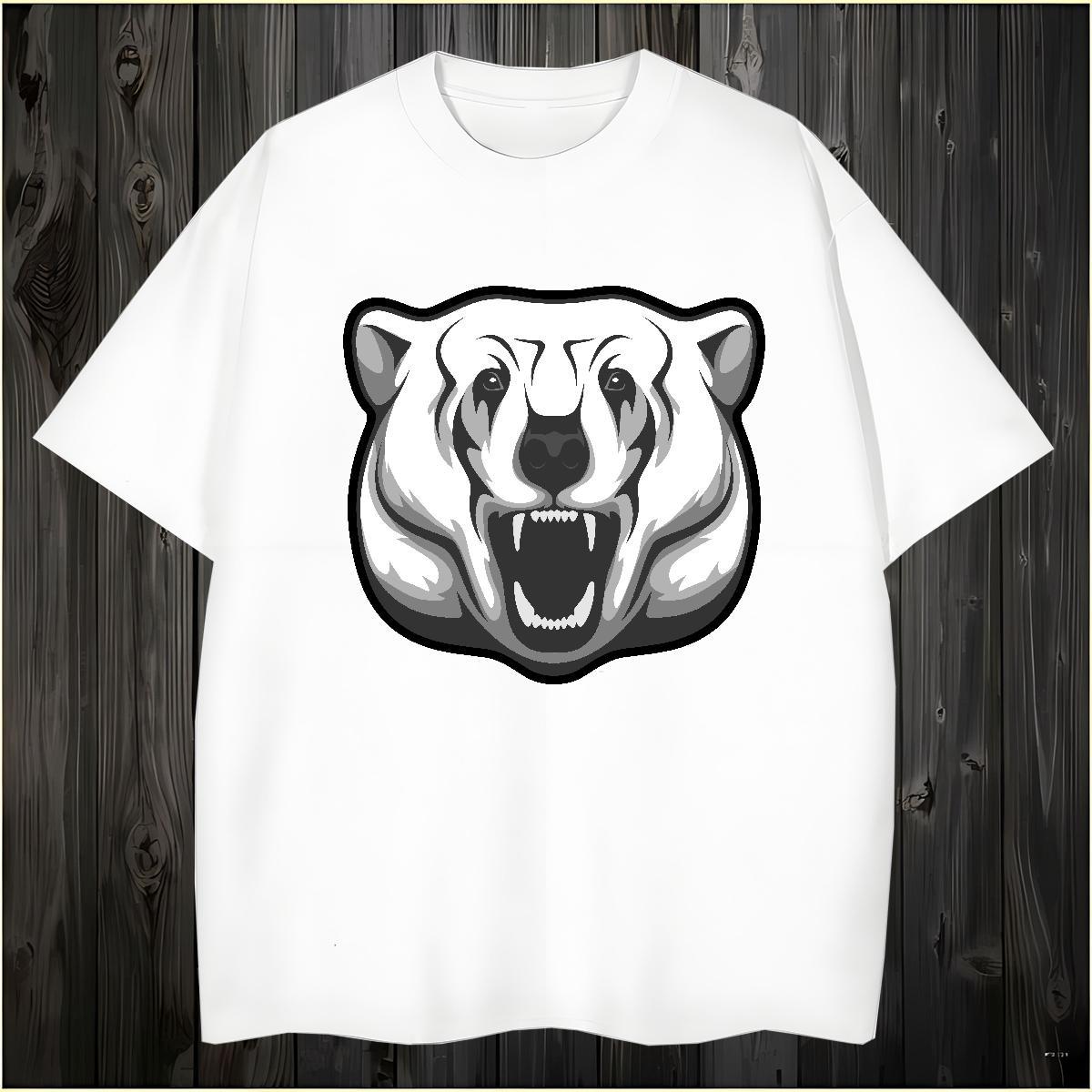 2024 New Tshirt for Man Woman bear Hip Hop Street 100% Cotton 230g Tees Shirts O-Neck Short Sleeve Loose T shirt Customized Print