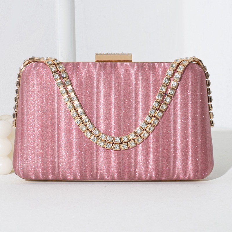 New ladies' diamond studded hand-held banquet bag, clutch chain small square bag