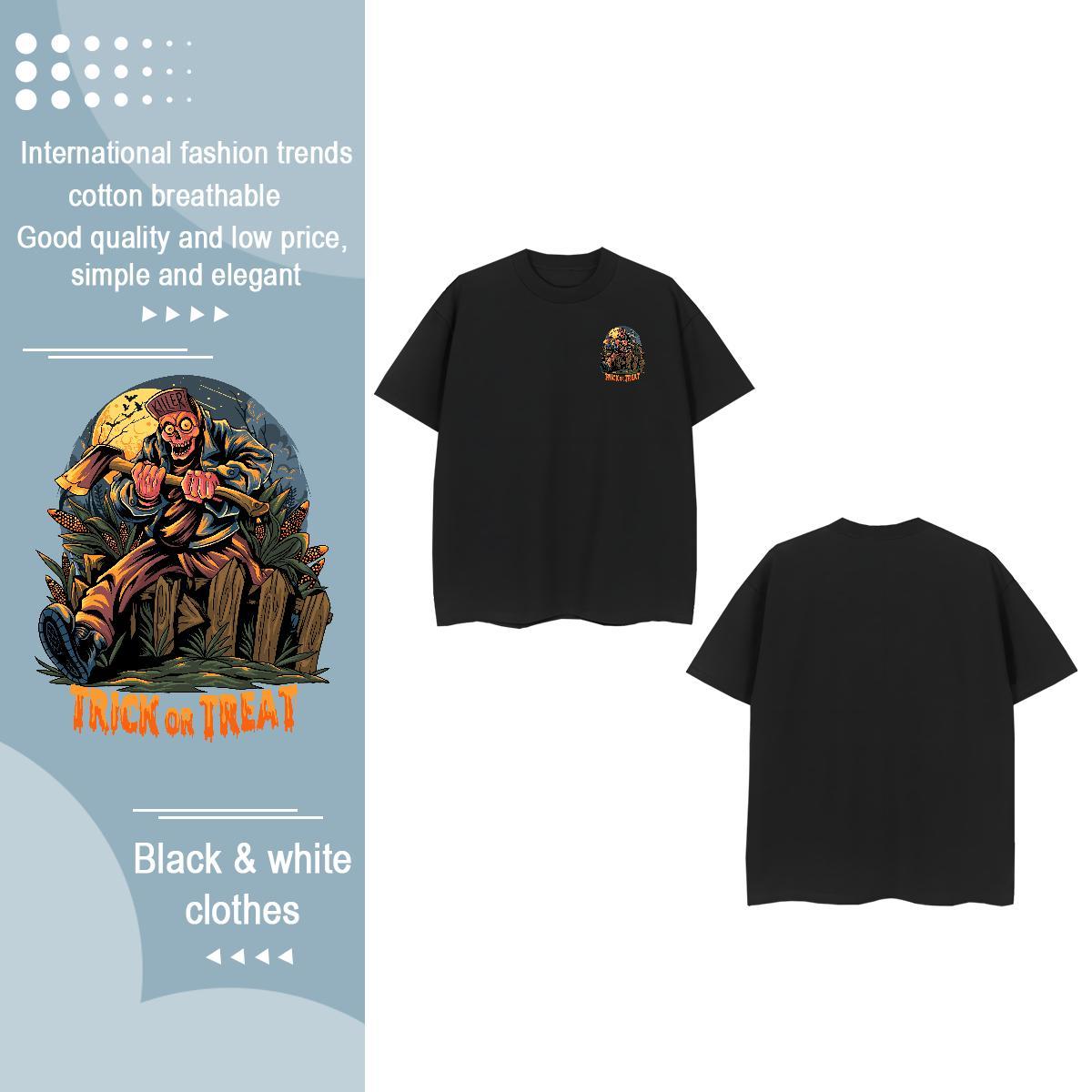 New Arrival Men Tshirts Halloween Street Wear 100% Cotton 230g Clothings Crew Neck Breathable Cool Design T Shirts Men DIY Printed