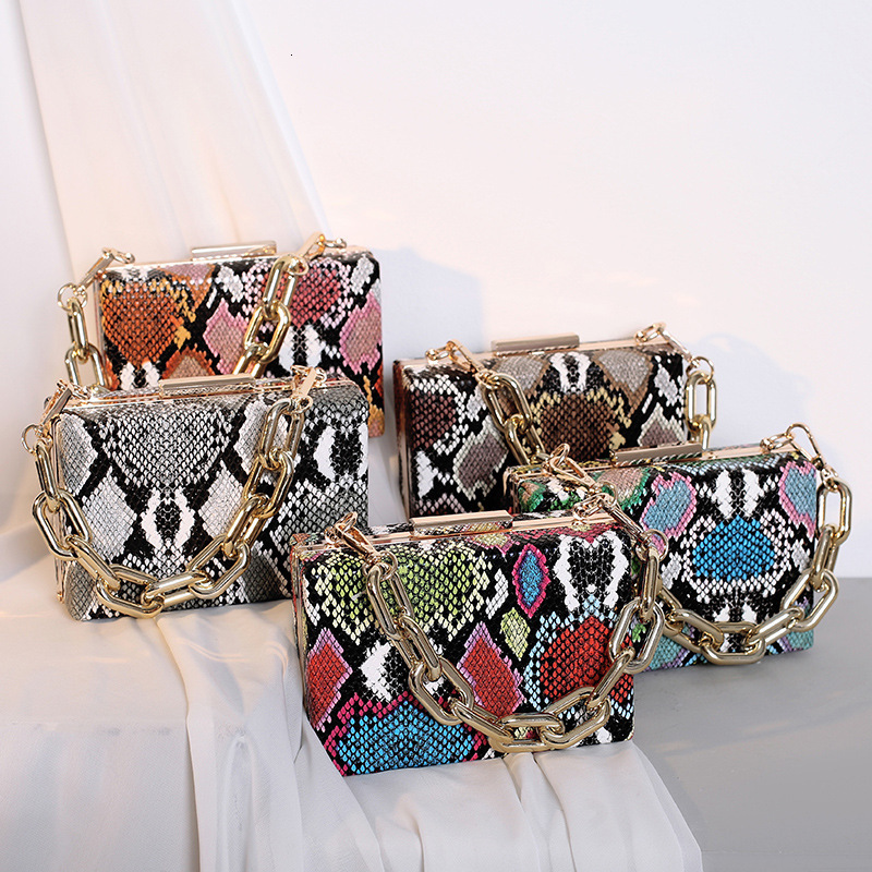 2024 new snake patterned PU leather shoulder women's internet famous acrylic chain box, small square bag, crossbody bag