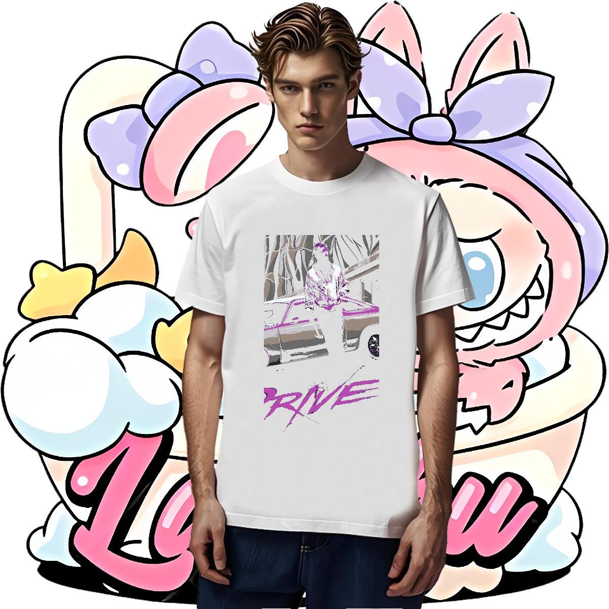 TOP Quality car 230g 100% Cotton Men Clothes T-Shirt Casual Round Neck Short Sleeve Mens T Shirts 2024 Designer Graphic Tees