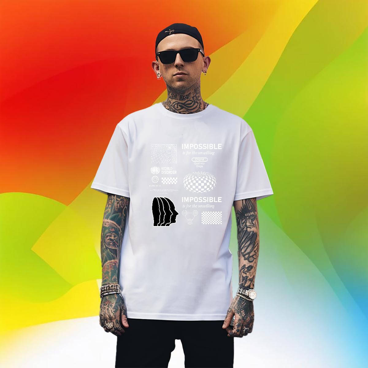 Brand side face T Shirts Men Street Casual Men Tops Tees 100% Cotton 230g 2024 Designer Breathable Short Sleeve Oversized Top Tees
