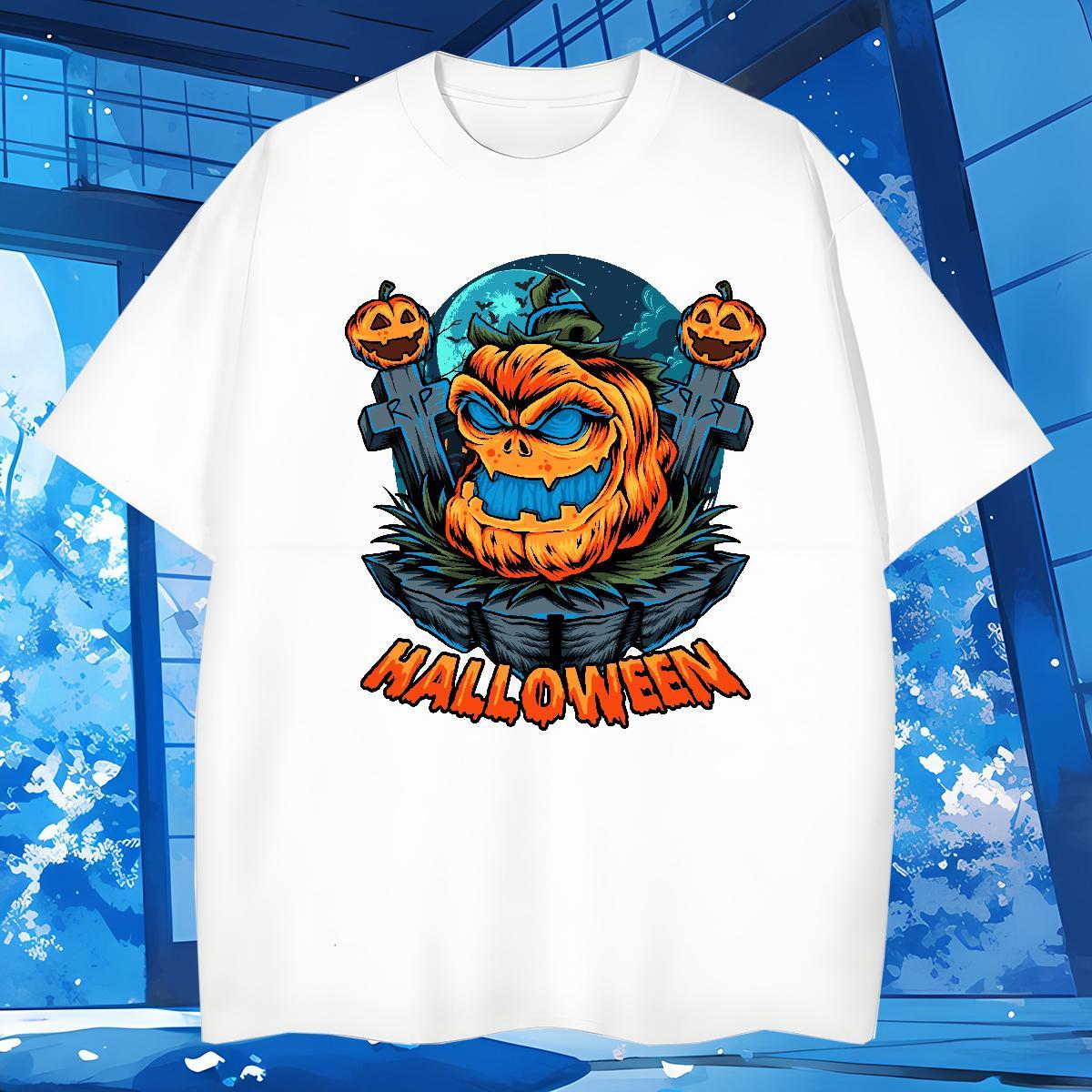 DIY Couples T Shirts halloween Hip Hop 230g Pure Cotton Clothings Short Sleeve Soft Classic T-Shirts Anime