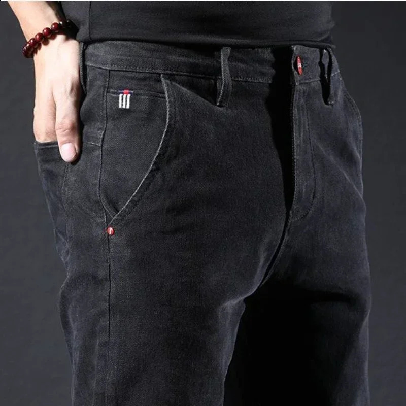 Trousers Work Wear Man Cowboy Pants With Pockets Mens Jeans Stretch Elastic Skinny Casual Slim Fit Tight Pipe Stylish Xs 240819