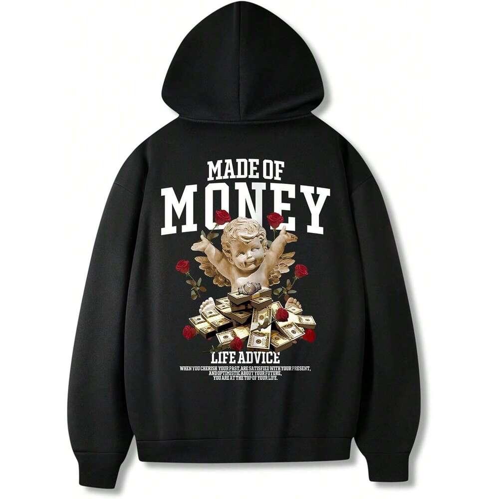 Hoodie for Mens Womens Floerns Drawstring Hoodie Long Sleeve Graphic Print Drop Shoulder Hoodies sweatshirt pullover jacket