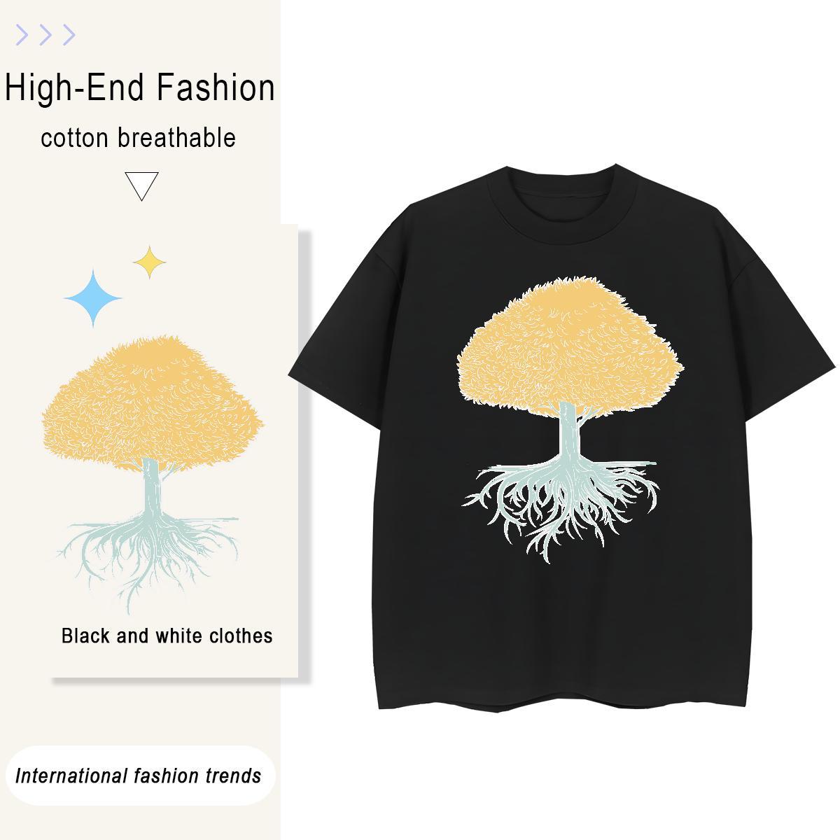 Fashion Casual Men Tops Tees tree Hip Hop 230g Cotton Wear Short Sleeve O-Neck Brand T-Shirts Custom Printed