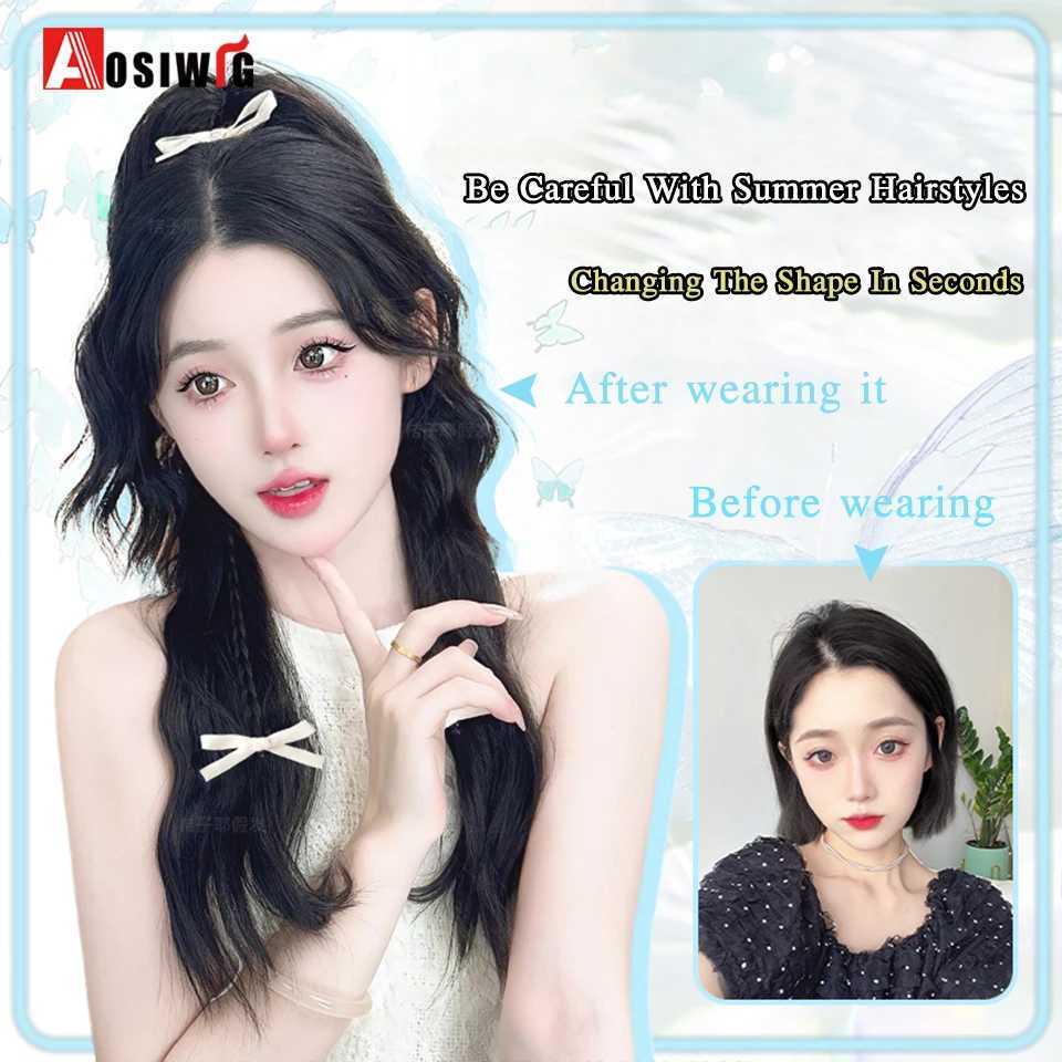 Synthetic Water Pattern Boxing Braid Claw Clip Braid on Braid Female Hair Extension Waterfall Half Tie High Pon W240817