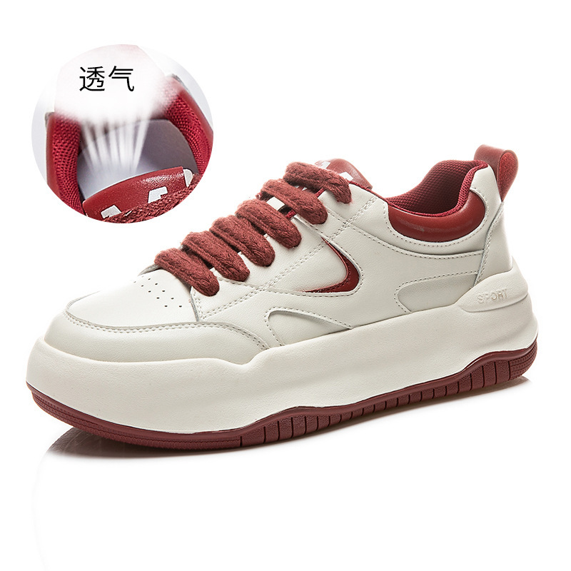 Ddmysports Genuine Leather Small White Women In The Autumn Of New Thick Soled Breathable Board For Leisure Height Increase Commuting S Shoes Trend OUT