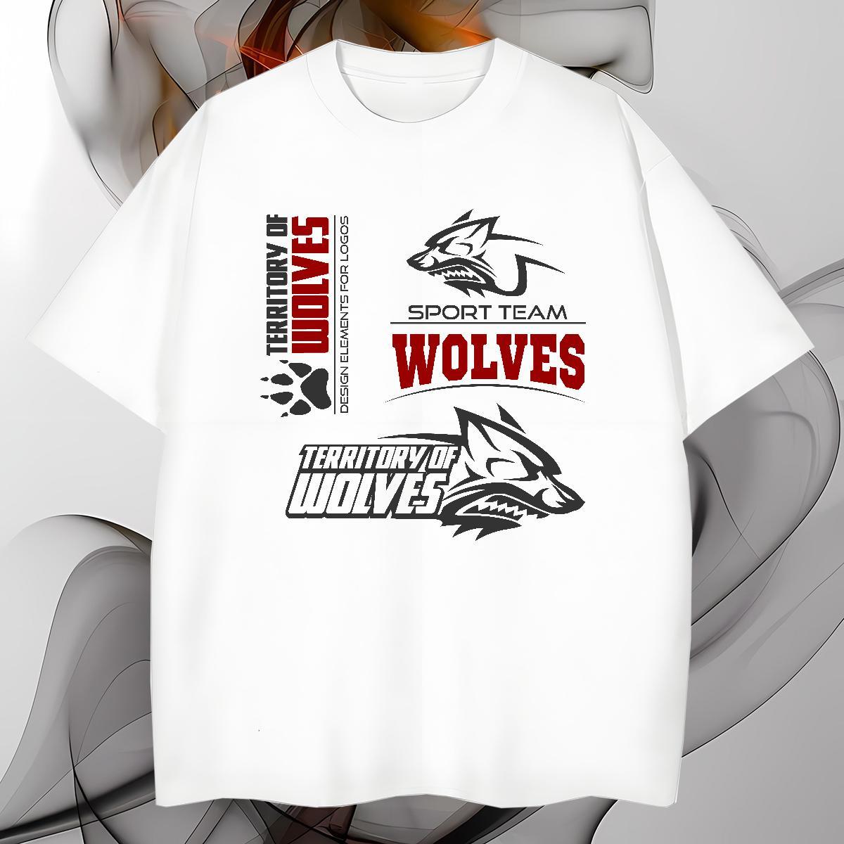 Wholesale T Shirt For Man wolf Breathable Short Sleeve Anime Printing Street DIY Printed 230g 100% Cotton Mens Tshirts Fashion Design Top Tees