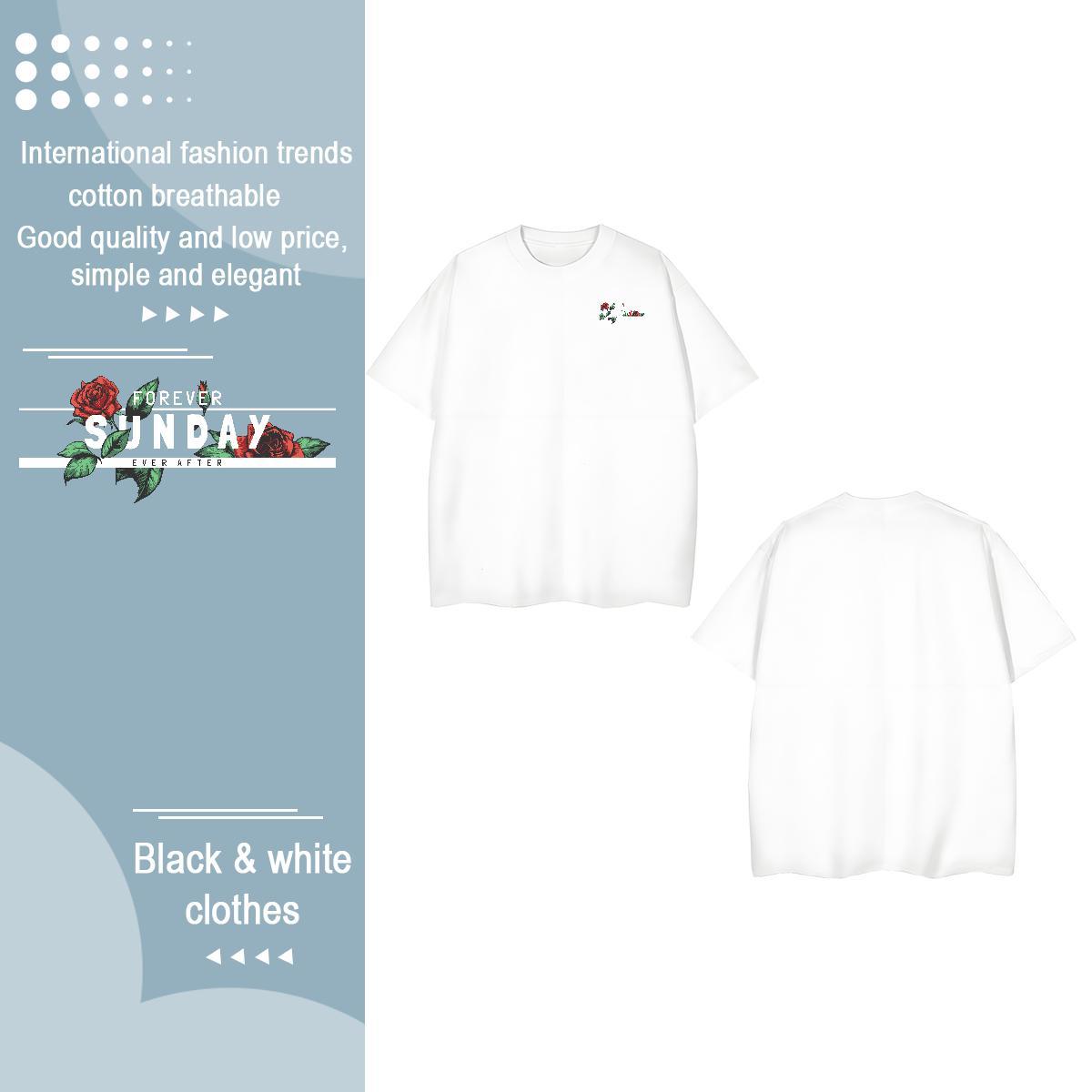 2024 Couples T Shirts flower Casual Beach 230g Pure Cotton Tops Shirt Breathable Free Shipping T Shirt For Man Customized