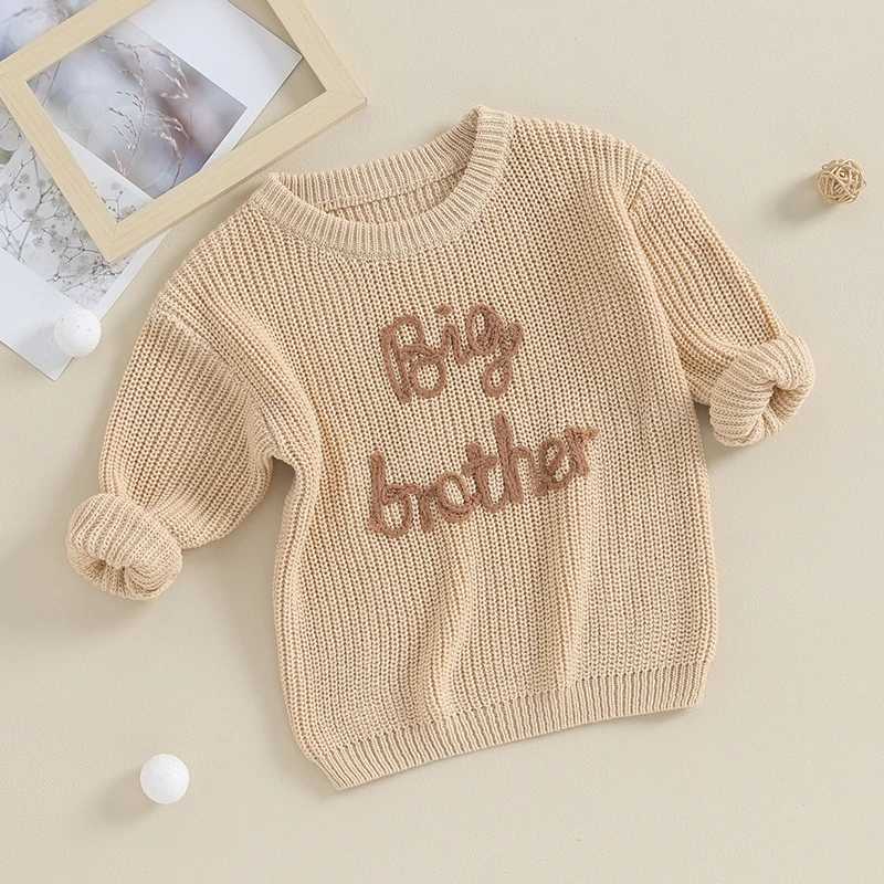 Brother Matching Clothes Embroidery Big Little Brother Jumper Knitted Sweater Kid Toddler Baby Boy Pullover Top W240820
