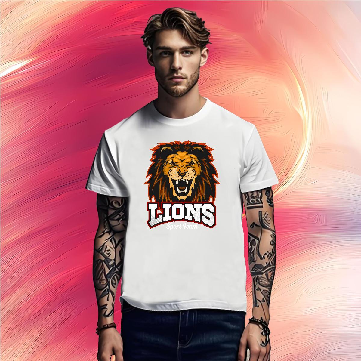 2024 Summer Men Tops Tees lion Sports Casual 100% Cotton 230g Polos Breathable Crew Neck High Quality Mens T Shirts Custom Print Oversized