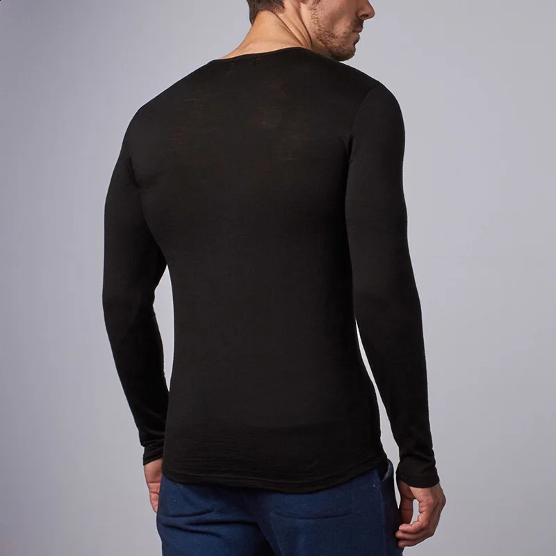 100% Merino Wool men long sleeve T Shirt Thermal Base Laye Wool Shirt 200gsm Wicking Breathable Anti-Odor 240820