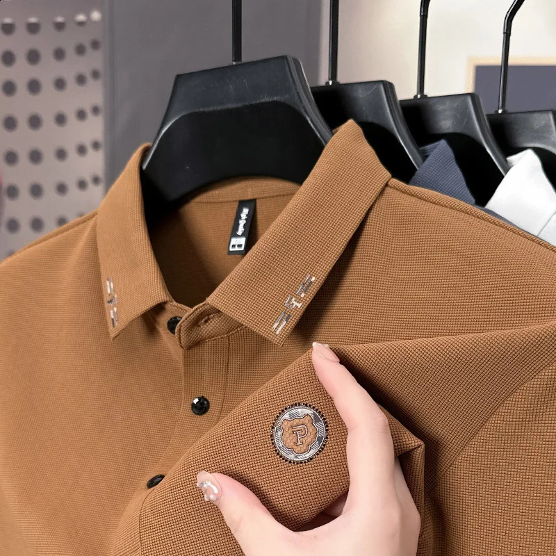 Mens Polo Shirt High End Quality Lapel Embroidered Printed Long Sleeved Korean Autumn Fashion Trend Base Men Clothing 240820