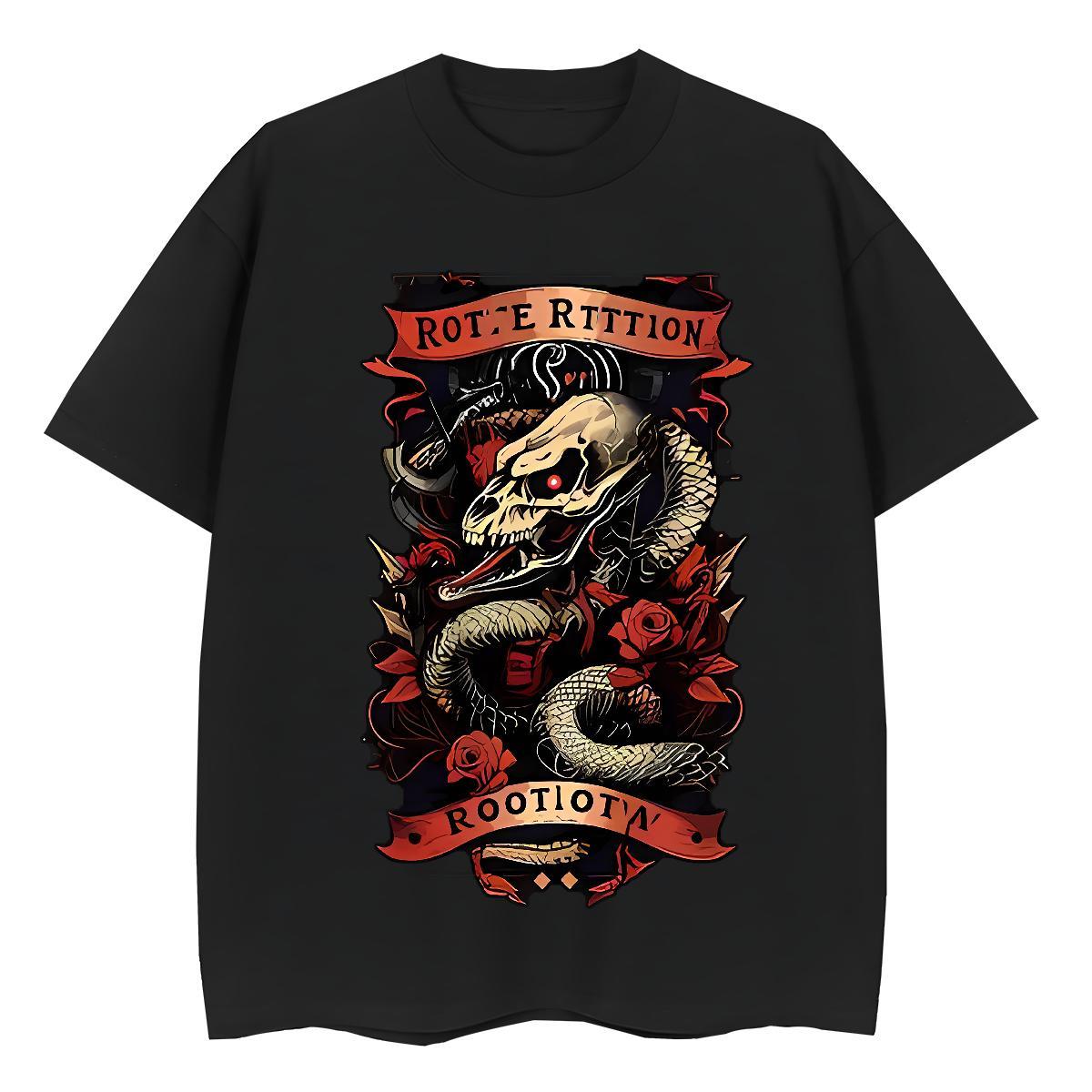 New Tshirt for Man Woman Daily Wear Breathable Tshirts Free Shipping 100% Cotton 230g snake Anime Oversized T shirt