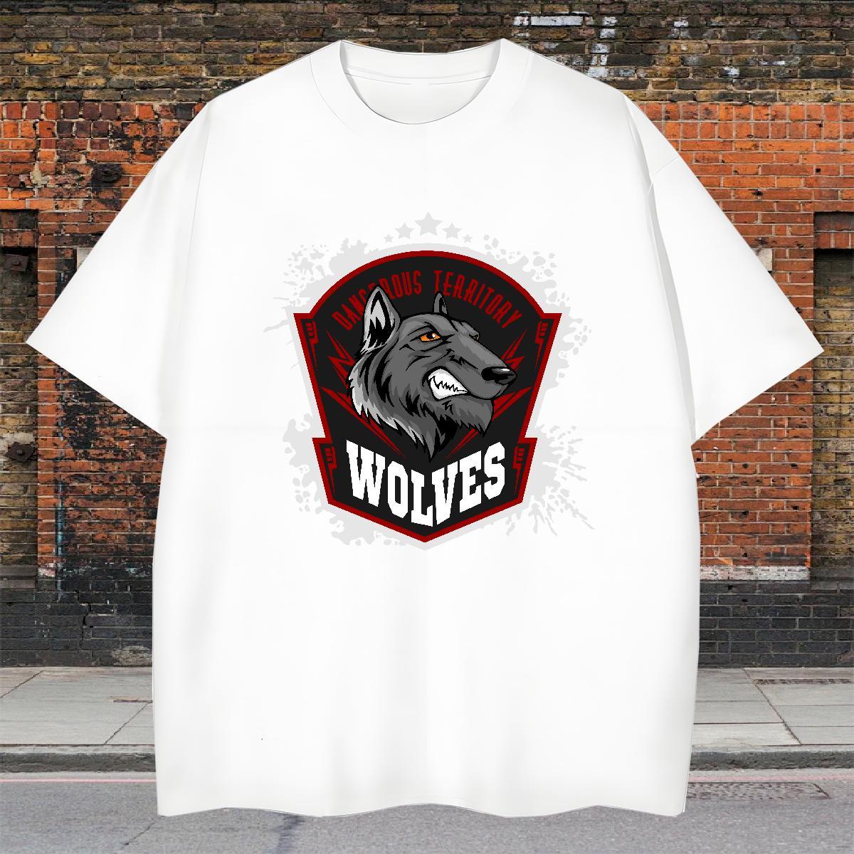 Loose T Shirt For Man wolf Breathable Short Sleeve Hip Hop Street Custom Anime 230g 100% Cotton Men Tees Customized Tops