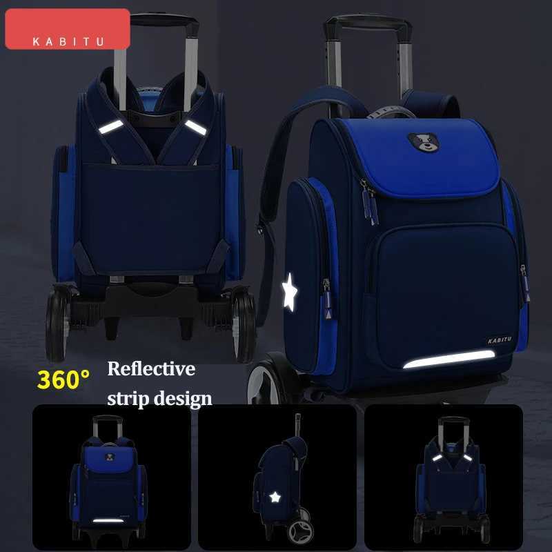 High capacity Student School bag Rolling Backpack kids Trolley bag school backpack wheeled bag Children Trolley backpack wheels Y240820