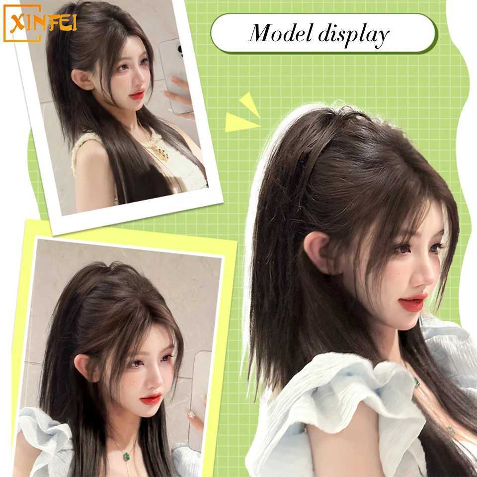 Waterfall half height ponytail womens synthetic wig grab clip fluffy sweet cool spicy girl wig ponytail brain W240817