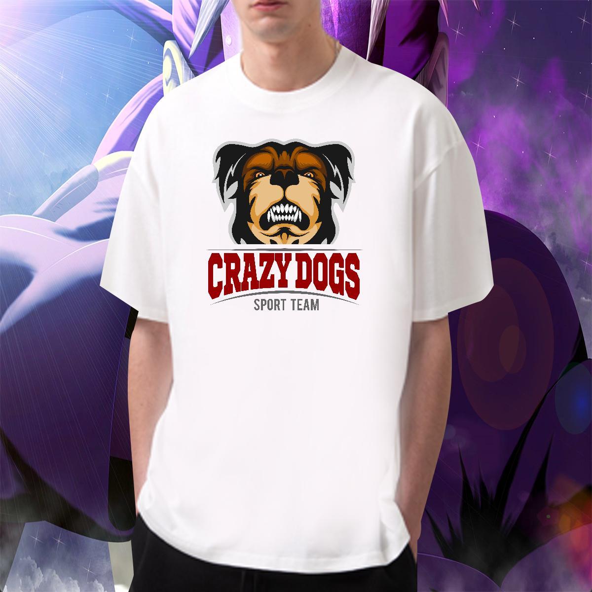 Brand Men Tees Beach 230g 100% Cotton Anime Print Pure Cotton crazy dog T-Shirts New Designer Tops Tees
