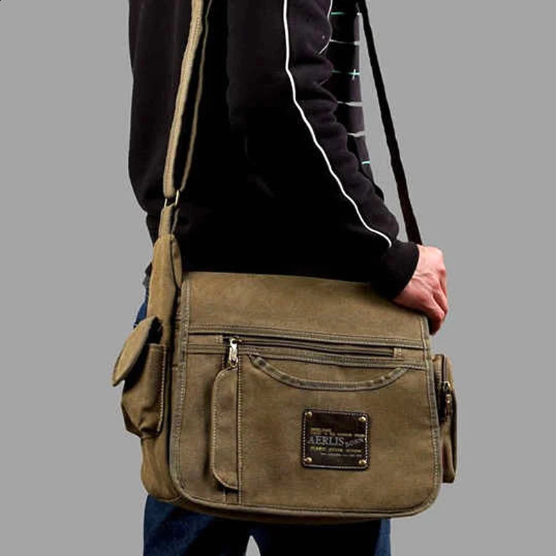 Mens Vintage Canvas Travel Bag Men Casual Crossbody Bag For Men Messenger Bag Man Travel Shoulder Bags School bag High Quality 240819
