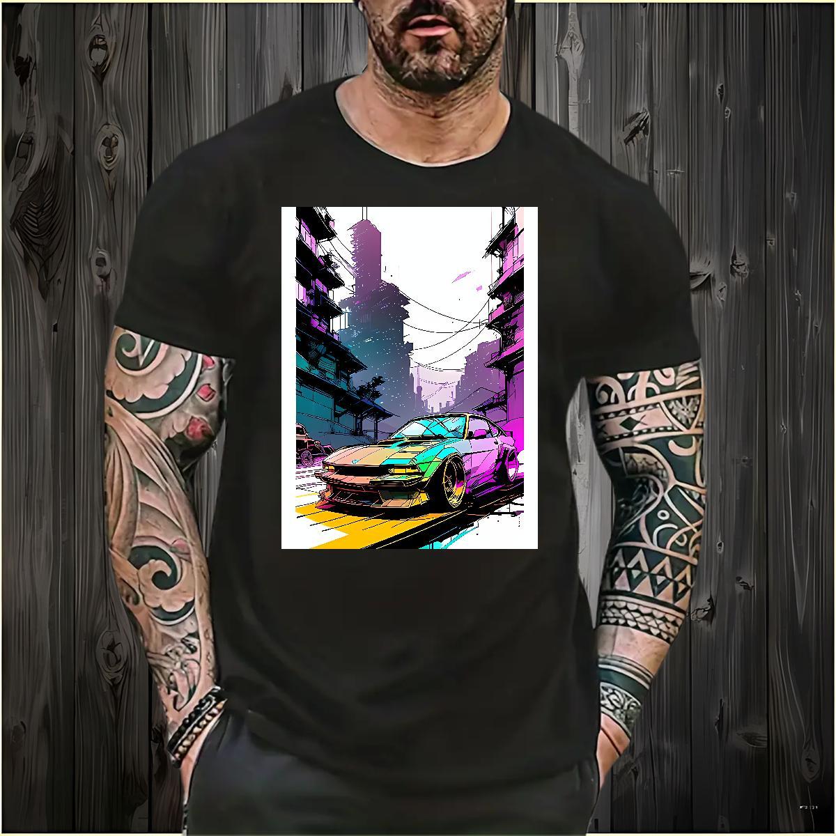 Brand car Men T Shirts Beach Men Tops Tees 230g Cotton Fashion Short Sleeve Soft Custom Printed Clothings