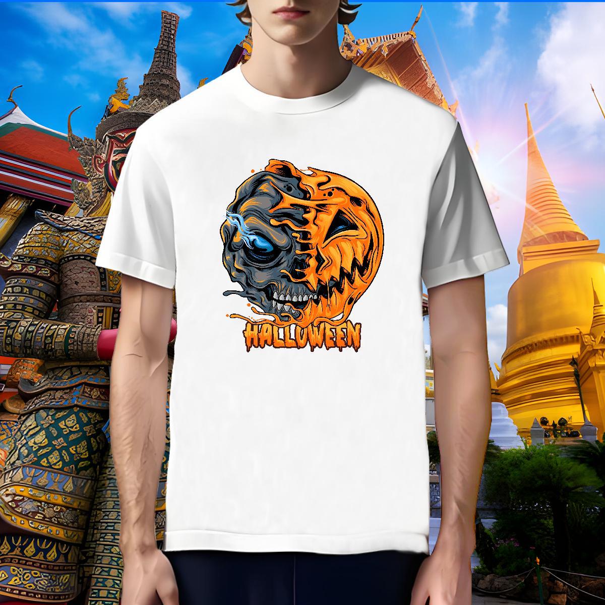 Loose Fit Man T Shirts pumpkin Round Neck Short Sleeve Anime Printing Street Custom Printing 230g 100% Cotton Tshirt for Man Woman Fashion Designer Te