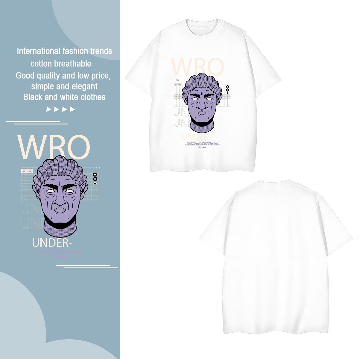 TOP Quality western style T Shirts Men Casual Mens Tshirts 230g Cotton Wholesale Crew Neck DIY Printed Tops Shirt