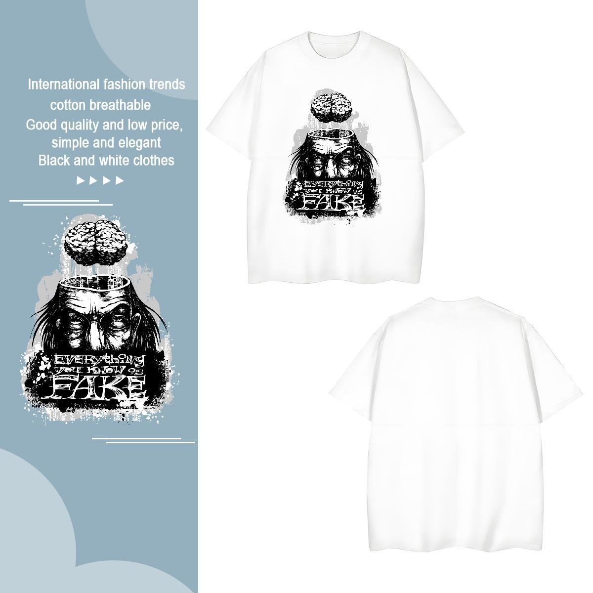 T-Shirts for Men 230g Cotton scary Hip Hop Breathable Short Sleeve DIY Printed Tshirts 2024 Classic Clothings